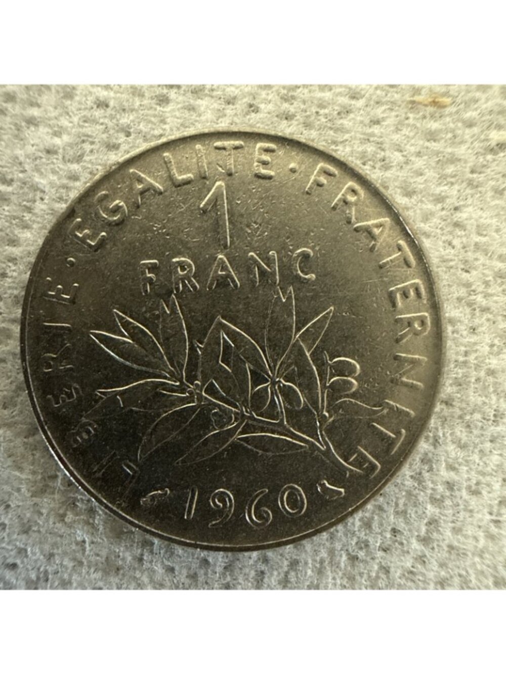 1960 French 1 Franc Coin - Picture 2 of 2